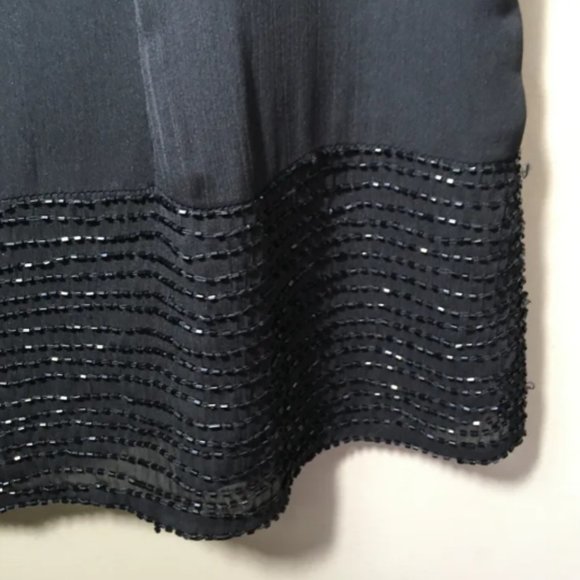 Black Beaded Trim Sleeveless Blouse - Large - Picture 2 of 10